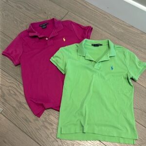 Set of Women’s 2 Ralph Lauren Sport Polo Shirts, Slim Fit, L and XL